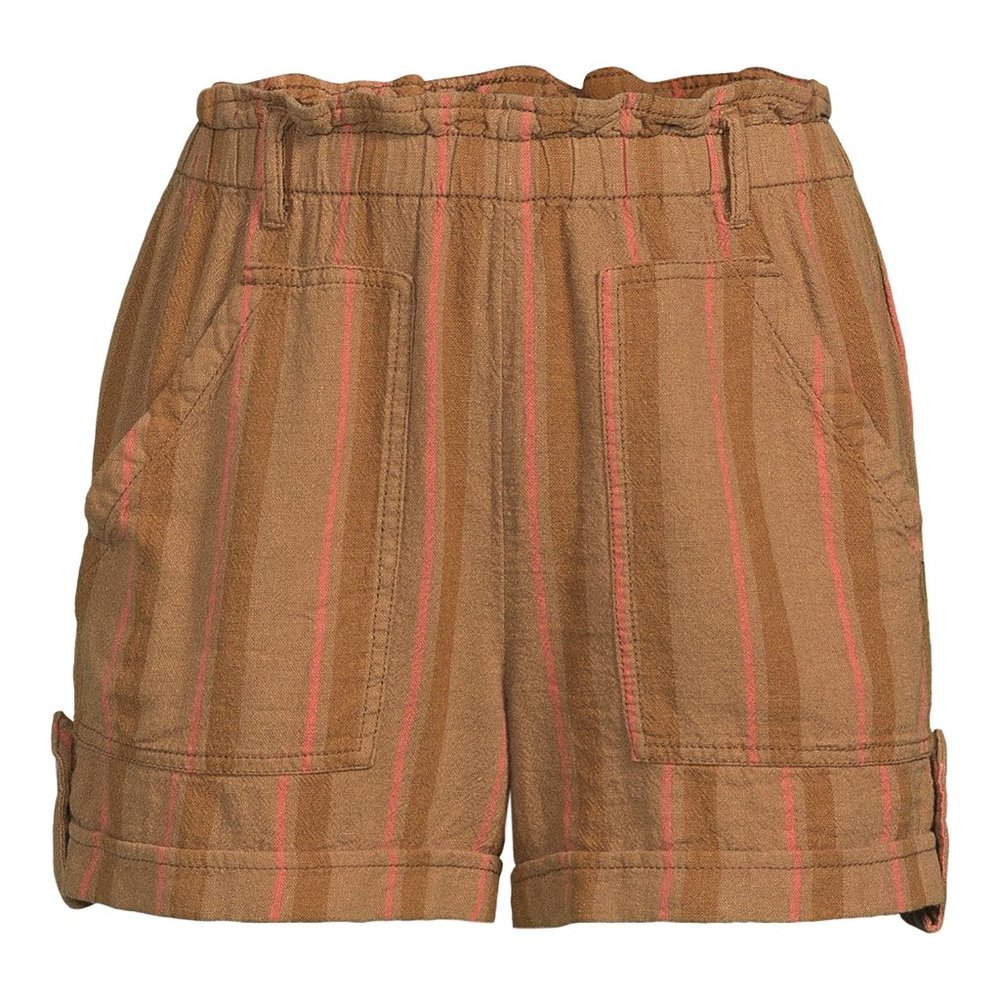 Time and Tru Women’s Linen Shorts Neutral Stripe XXL